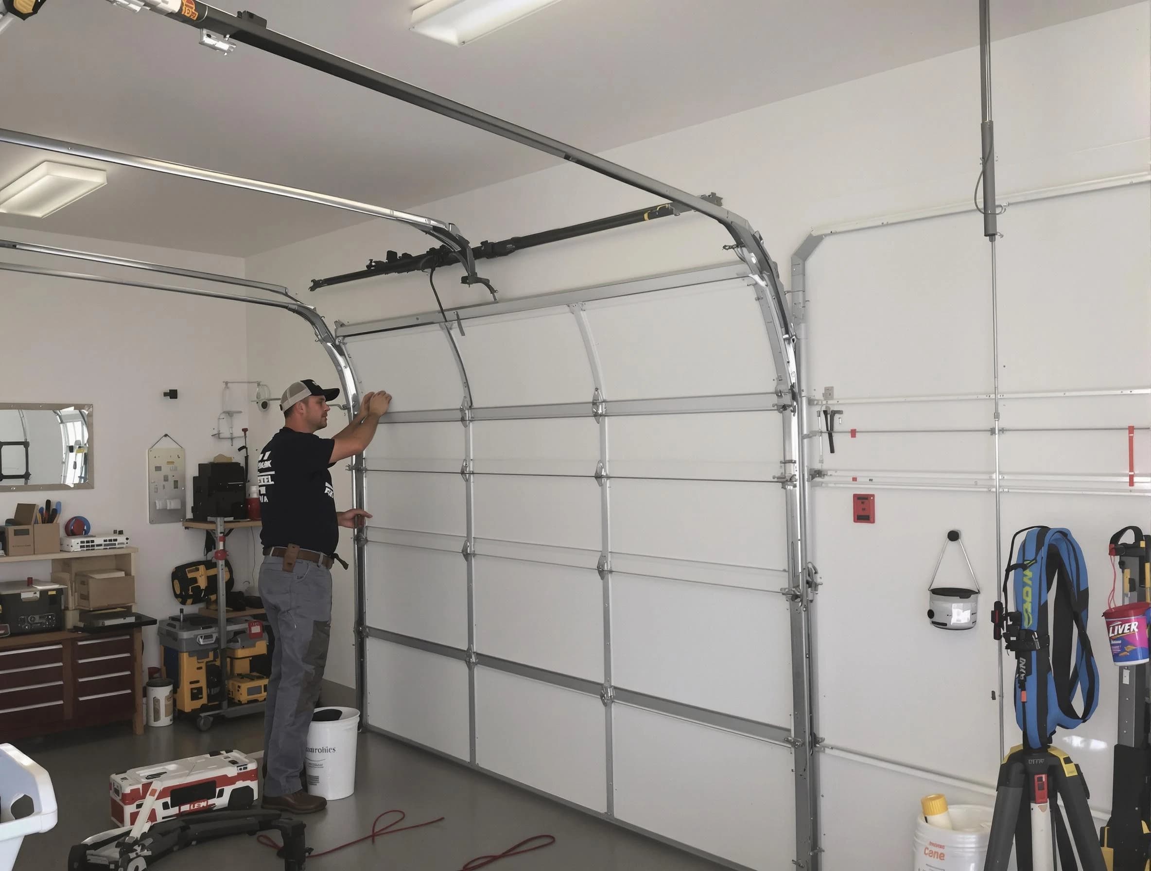 Victor Garage Door Repair team installing new garage door in Victor
