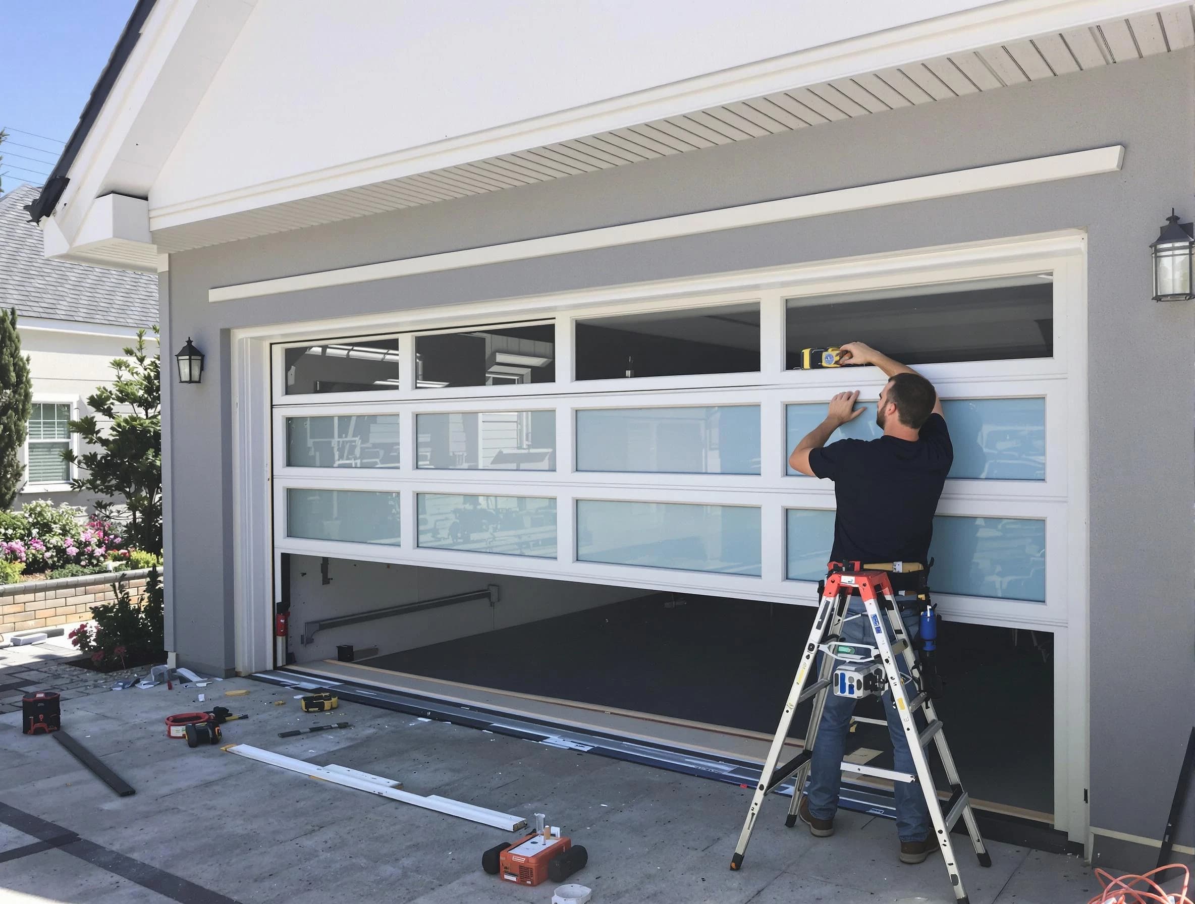 Victor Garage Door Repair team performing garage door replacement in Victor