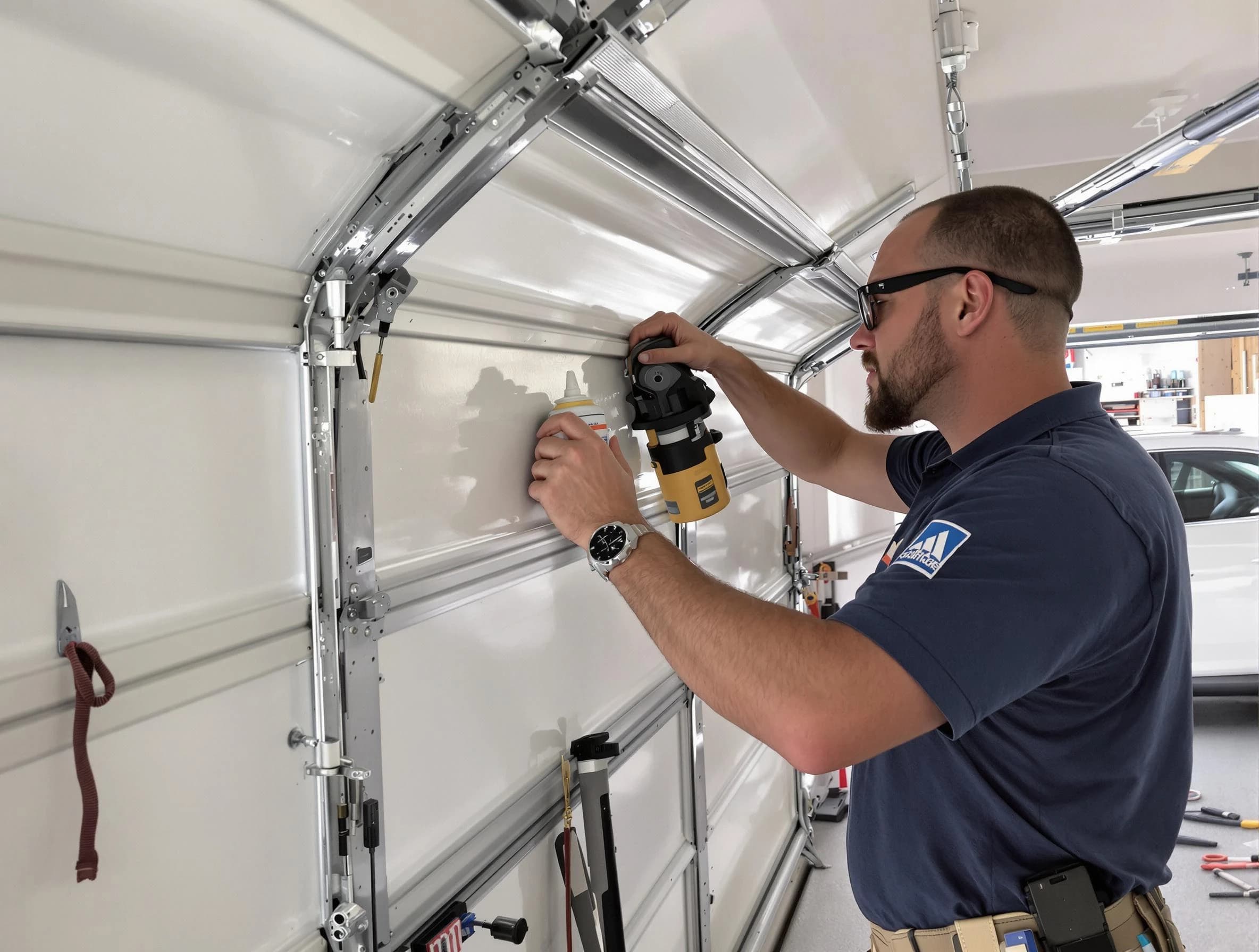 Victor Garage Door Repair technician performing comprehensive noise reduction service in Victor