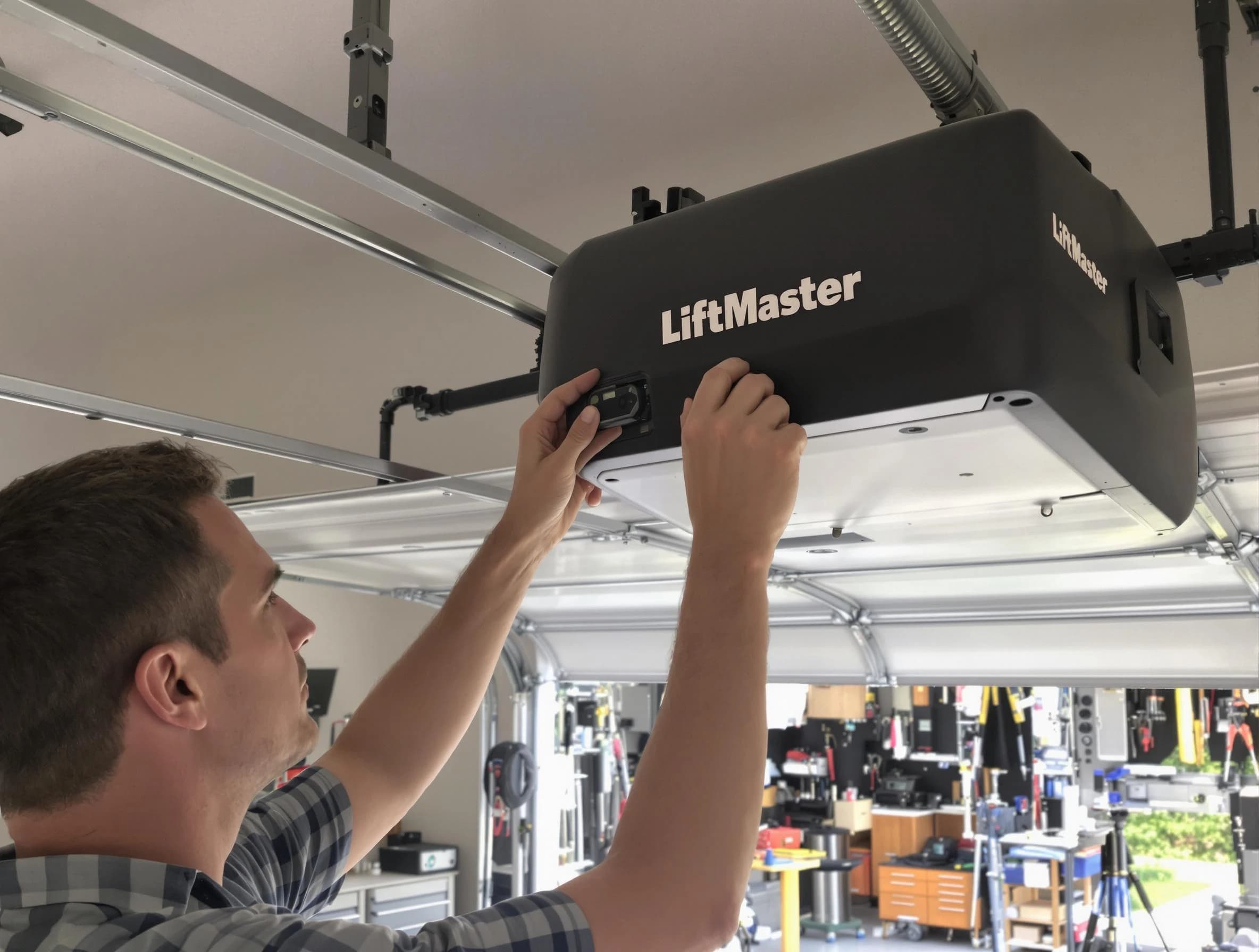 Victor Garage Door Repair technician repairing garage door opener in Victor