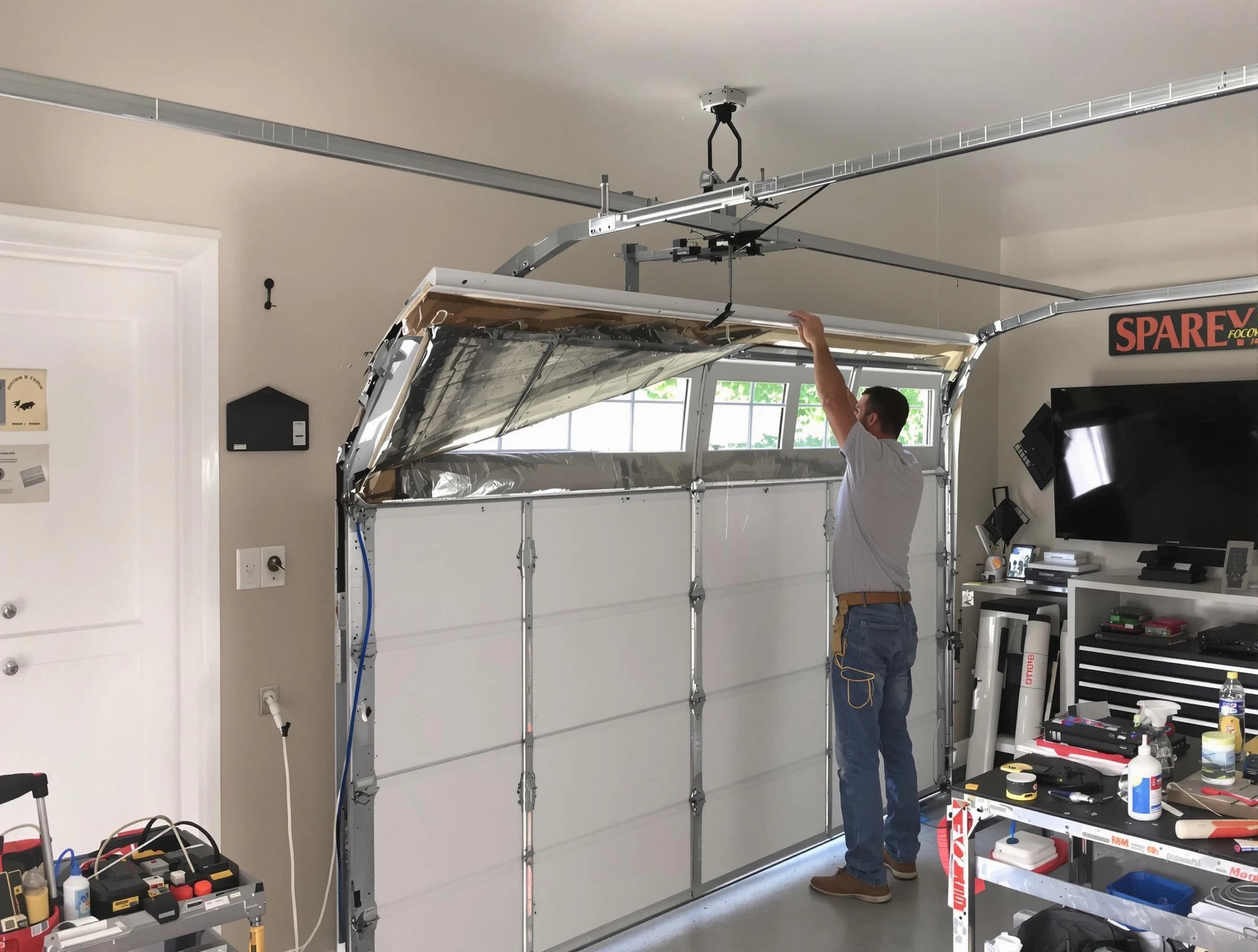 Garage door section replacement by Victor Garage Door Repair in Victor
