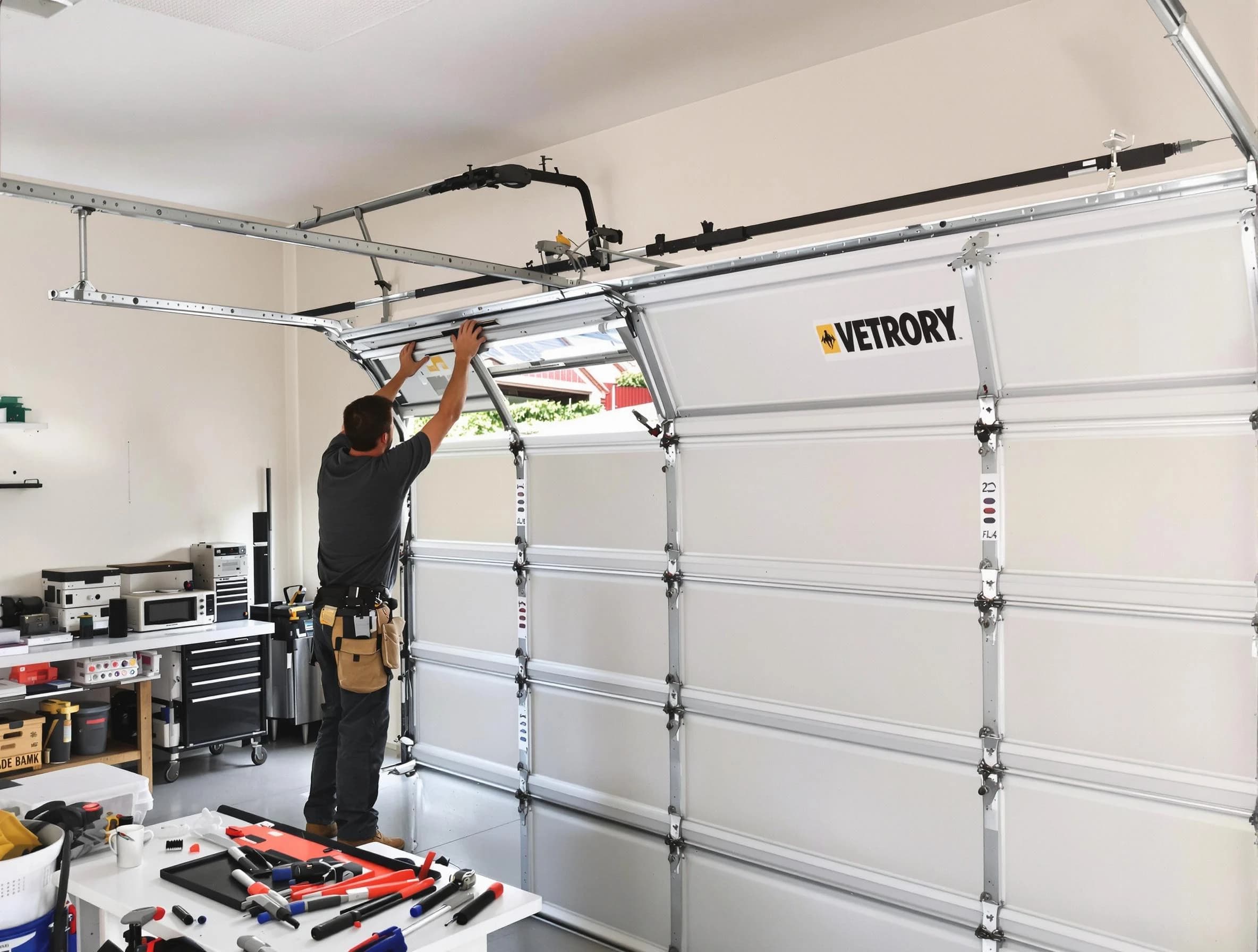 Victor Garage Door Repair technician performing section replacement in Victor