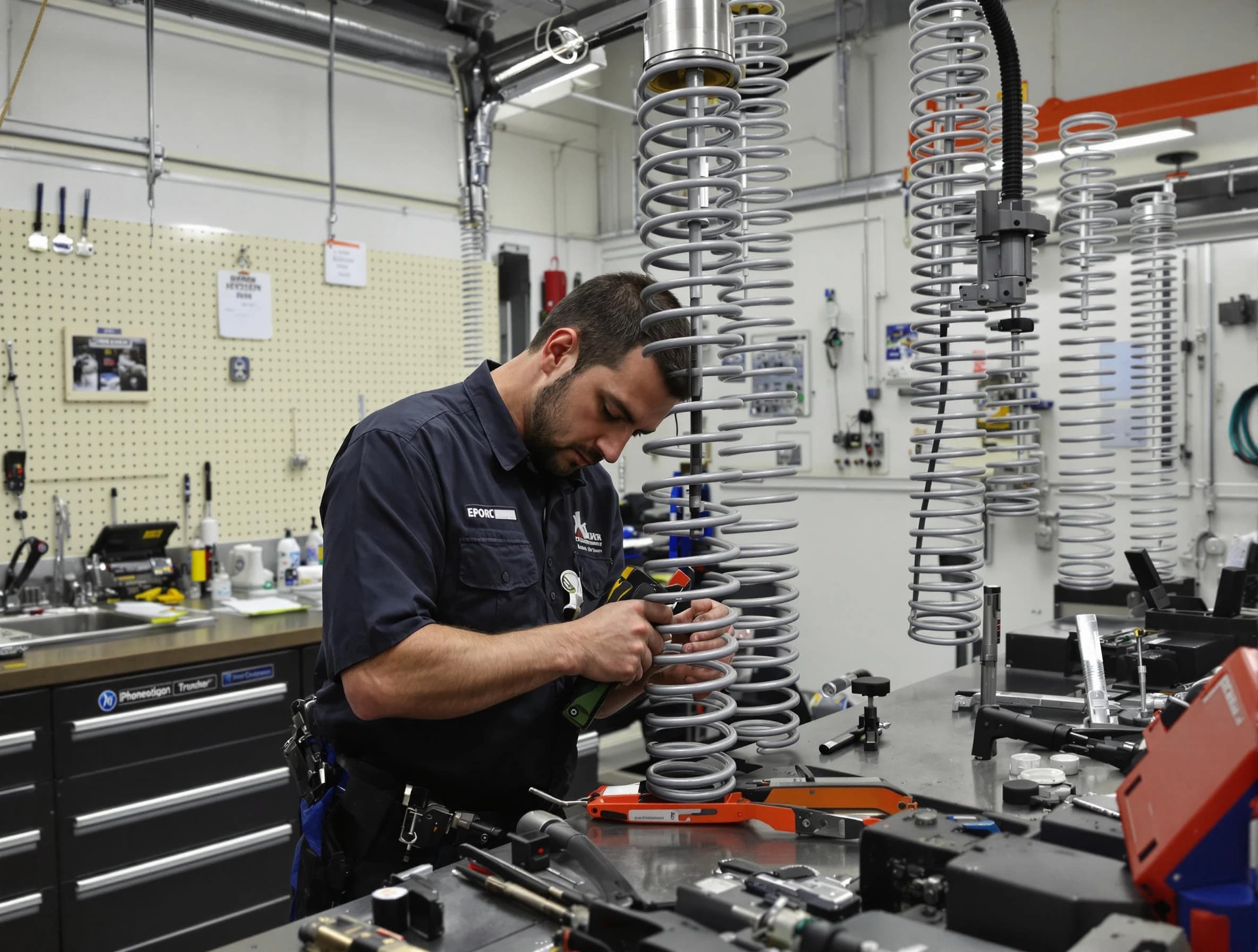 Victor Garage Door Repair technician performing spring repair in Victor