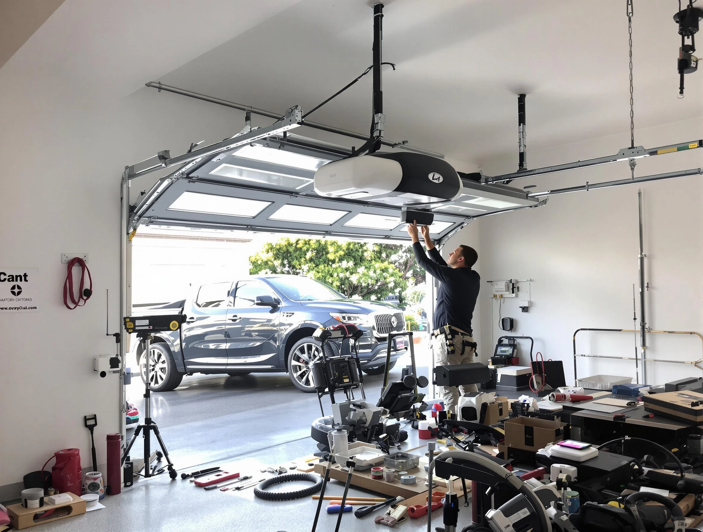 Victor Garage Door Repair specialist installing smart garage door opener system in Victor home