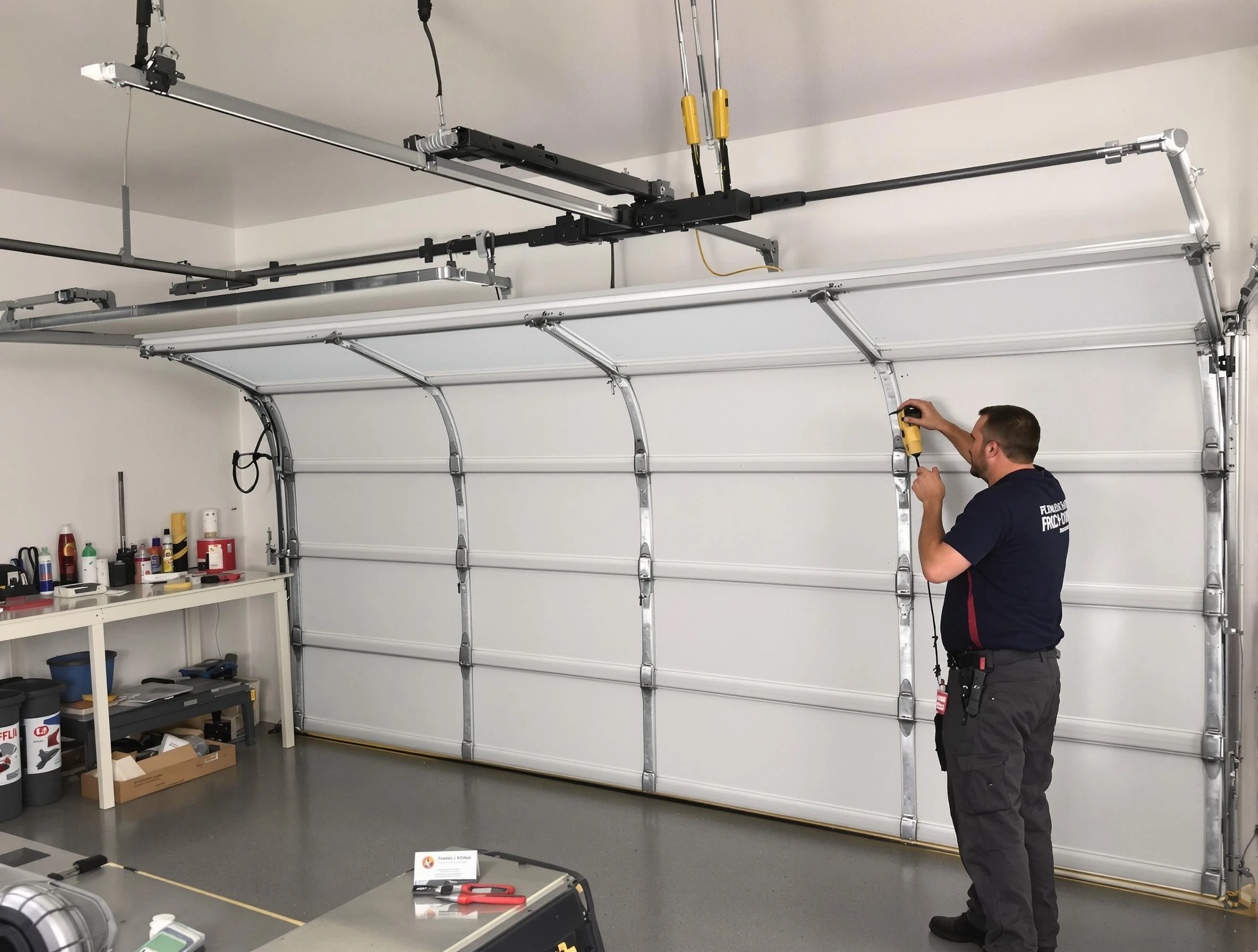 Victor Garage Door Repair certified technician performing overhead door system repair in Victor